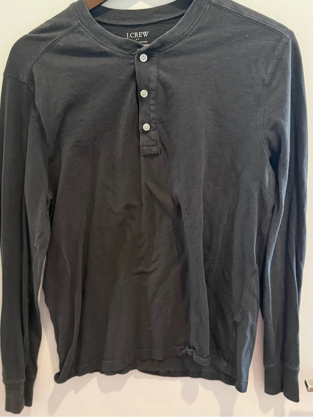 J.Crew Men's Black Long-Sleeve Henley Shirt